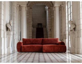Разтегателен ъглов диван от рипсено кадифе в тухлен цвят (десен ъгъл) Lucien – Bobochic Paris