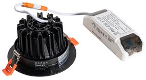 Вграден прожектор черен 9.5см с LED 1300lm димируема IP65 - Gaius