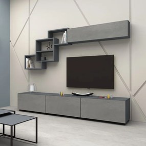 Меламиново ТВ единица Free в сив - бетонен сив цвят 210x35x38см.