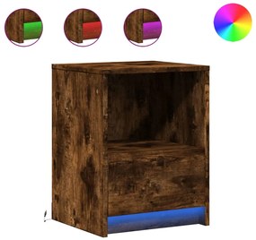 852027 vidaXL Нощно шкафче с LED осветление, опушен дъб, инженерно дърво