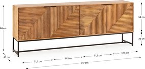 Скрин от масивно манго в естествен цвят 210x80x40 cm Nereida – MOME