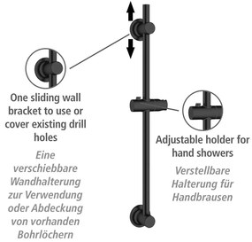 Черна самоподдържаща се душ-плоча от неръждаема стомана 70 cm - Wenko