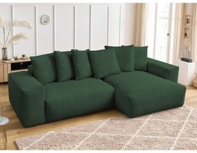 Зелен сгъваем/с място за съхранение ъглов диван от рипсено кадифе Voltaire – Bobochic Paris