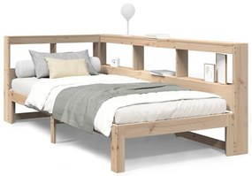 3324391 vidaXL Легло с рафтове за книги, без матрак, 90x200 см, бор масив