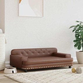 171878 vidaXL Кучешко легло, Кафяв , 90x53x30 см, изкуствена кожа