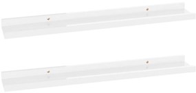 326649 vidaXL Стенни рафтове, 2 бр, бял гланц, 60x9x3 см