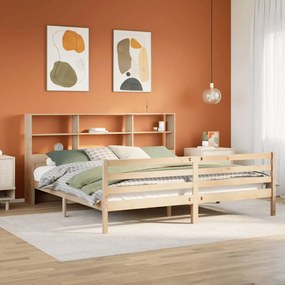 3322245 vidaXL Легло с етажерка за книги, без матрак, 200x200 см, бор масив