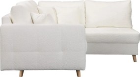 Бял ъглов диван от плат букле (десен ъгъл) Ariella - Ropez