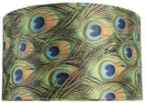 Абажур от кадифе с дизайн на паун 35/35/20 със златен интериор