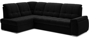 Черен разтегателен ъглов диван с място за съхранение (ляв ъгъл L форма) Sado – ELTAP