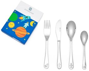 Детски прибори за хранене от неръждаема стомана в сребристо 4 бр. Space – Zilverstad