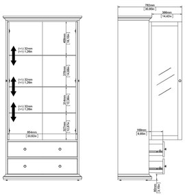 Сива витрина 96x201 cm Paris – Tvilum