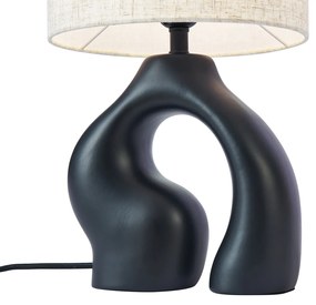 Japandi настолна лампа черна с ленен абажур - Dahlia