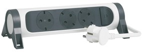 Legrand 694541 Разклонител PRE, шуко, 3X2P+E, въртящ се, 5м. кабел, бяло/сиво - 694541