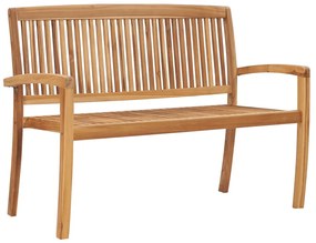 3063281 vidaXL Стифираща градинска пейка с възглавница, 128,5 см, тик масив