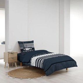 Тъмносиньо единично памучно спално бельо 140x200 cm States – douceur d'intérieur