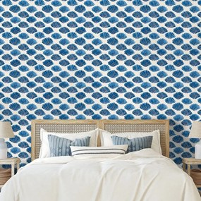 Самозалепващ тапет – Сини миди на бял фон