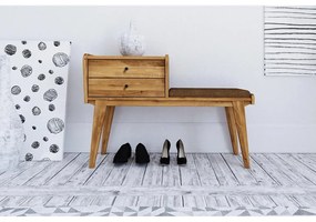 Пейка с чекмеджета от дъбова дървесина с оранжева седалка Retro - The Beds