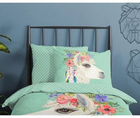 Единично удължено памучно детско спално бельо в цвят мента 140x220 cm Joey – Good Morning