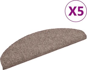 149698 vidaXL Постелки за стълби, самозалепващи се, 5 бр., 65x21x4 см, светлокафяви, полукръгли, големи