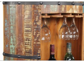 Шкаф за вино от рециклирано дърво за 8 броя бутилки в естествен цвят 60x115 cm Kaveri – Interia Home &amp; Living