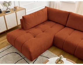 Сгъваем/с място за съхранение ъглов диван в тухлен цвят (ляв ъгъл/U форма) Fuji – Bobochic Paris