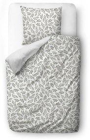 Бяло-сиво единично спално бельо от памучен сатен 140x200 cm - Butter Kings