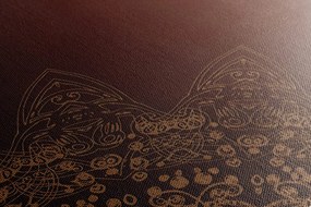 Картина на платно – Модерни елементи на Мандала в кафяви нюанси