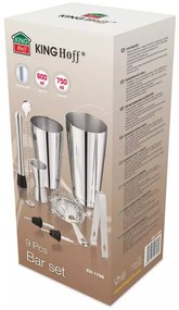 Разопакован: Комплект шейкъри и аксесоари за коктейли Kinghoff KH 1708, 9 бр, 600/750 ml, Инокс