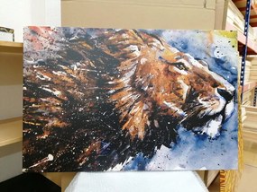 Картина на платно – Кралят на животните в акварел