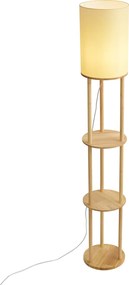 Smart vloerlamp hout met beige kap incl. Wifi A60 - Stojon