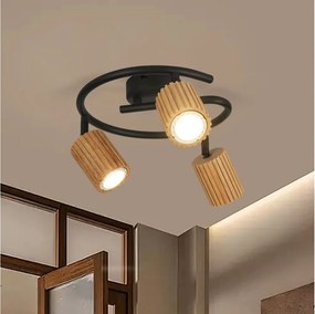Brilagi - Точково осветително тяло MODERN WOOD 3xGU10/8W/230V дърво/черно