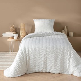 Бяло единично крепово спално бельо 140x200 cm Plissia – douceur d'intérieur