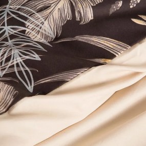 Спално бельо от микрофибър с десен на тропически листа – кафяво Ширина: 160 см | Дължина: 200 см