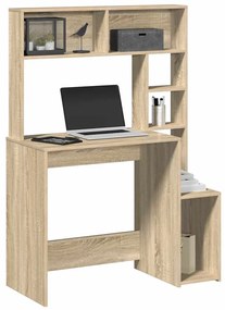860438 vidaXL Бюро с рафтове, сонома дъб, 100x45x140 см, инженерно дърво
