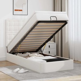 3313826 vidaXL Османска легло с матрак&LED, бяло, 90x190 см, изкуствена кожа