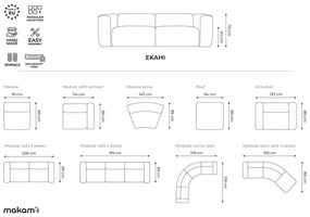 Сив кадифен шезлонг (десен ъгъл) Ekahi – Makamii