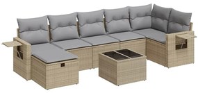 3325515 vidaXL Градински диван с възглавници, 8 части, бежов полиратан