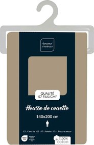 Светлокафяво единично памучно включено спално бельо 140x200 cm Lina – douceur d'intérieur