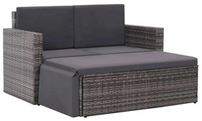 44422 vidaXL Градински комплект с възглавници, 2 части, полиратан, сив