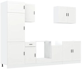 3314781 vidaXL Комплект кухненски шкафове, 7 части, "Porto", бяло инженерно дърво
