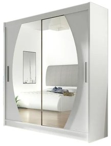 Плъзгащ се гардероб CARLA IV с огледало, 180x215x57, бяло мат