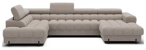 Бежов разтегателен ъглов диван от букле (ляв ъгъл U форма) Feraria – ELTAP