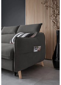 Тъмносив ъглов разтегателен диван от кадифе (ляв ъгъл) Sweet Harmony - Miuform