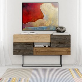 Нисък скрин с дъбов декор в естествено кафяво 145x82 cm Titan - Marckeric