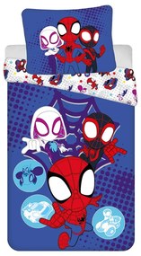 Синьо единично памучно детско спално бельо 140x200 cm Spidey – Jerry Fabrics