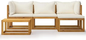 45916 vidaXL Градински комплект с възглавници, 5 части, акация масив