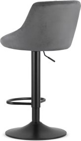Елегантен бар стол от велур с табуретка за крака Сив