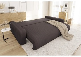 Кафяв разтегателен диван с място за съхранение от рипсено кадифе 234 cm Sara – Ropez
