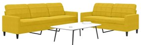 3278477 vidaXL Комплект дивани от 2 части с възглавници, жълт, кадифе